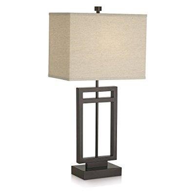Pacific Coast Lighting 87-6576-20 Central Loft 1-Light Table Lamp, Bronze Finish with Linen Fabric Shade, 30.5
