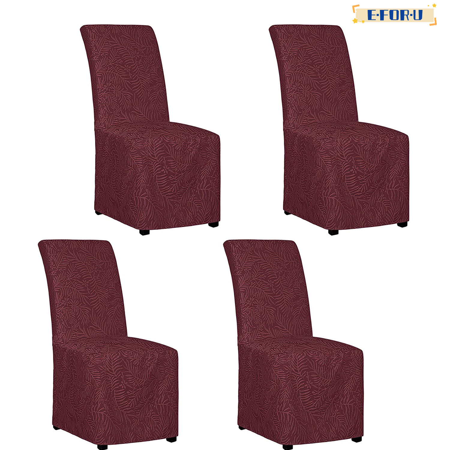 Jacquard Dining Chair Cover Full Length Parson Chair Cover with Tie