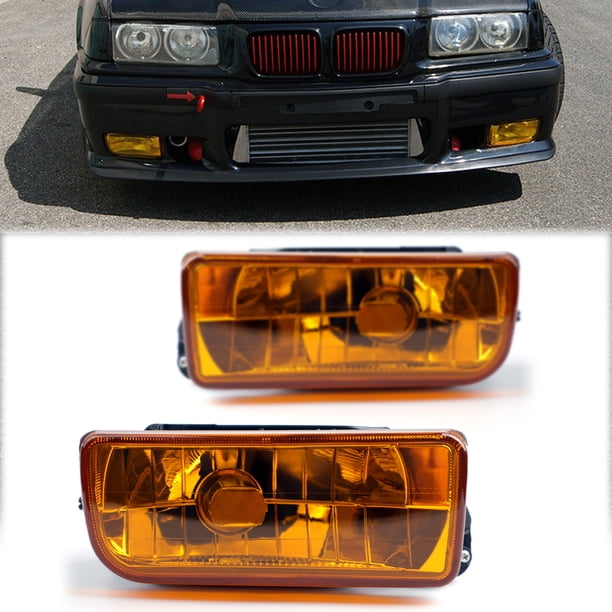 Lámparas de luces antiniebla de repuesto, lente amarilla cristalina para BMW 92-98 E36 3 Series 2/4D