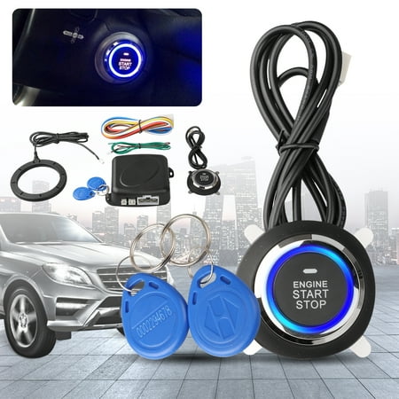 TSV Smart Key PKE Passive Keyless Entry Car Alarm System push start button Remote Engine Start Universal Version (Best Remote Start System With Keyless Entry)