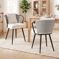 thumbnail image 2 of Daluvenix Rattan Dining Chairs Set of 2 Accent Chairs with Rattan Backrest & Teddy Fleece Fabric Cushion Black, 2 of 7