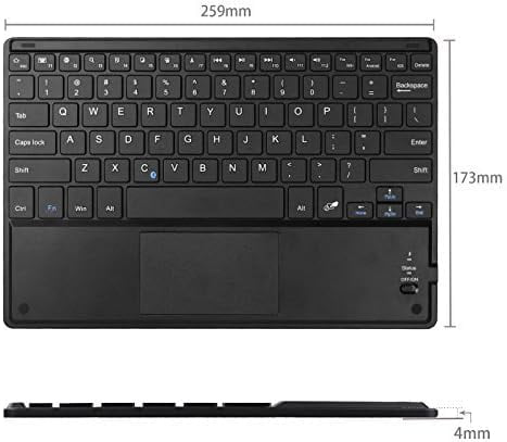 Ultrathin 4mm Wireless Bluetooth Keyboard with Built-in Multi-Touch Touchpad for iPad, iPhone, Samsung Galaxy, Nexus, Microsoft Surface, HP and Other Bluetooth Devices [Retail Packaging]