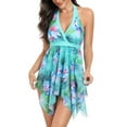 thumbnail image 6 of EHQJNJ Swimsuit for Women 2024 Tankini Plus Floral Graphic Printed V Neck Swim Tankini Flowy Tank Jumpsuit Dress Swimming Romper Dresses Swim Suits for Women 2024 Tummy Control Plus Size Long Sleeve, 6 of 8