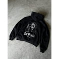 thumbnail image 4 of Men's Halloween Streetwear Hoodie, Vintage Scream Ghost Face & SCP-46 Bottle Graphic Back Print, Dark Aesthetic Pullover Hooded Sweatshirt, 4 of 8