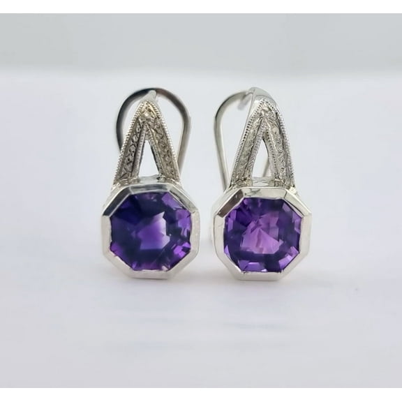 Amethyst Lever-back Sterling Silver Earrings