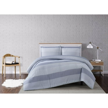 Truly Soft Grey Multi Stripe King 3 Piece Comforter Set
