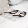 thumbnail image 5 of Chunky Heels for Women Clear Block Heels Sandals Square Toe Open Toe Transparent Strap Comfortable Dress Shoes Slip on Mules Black 7.5(40), 5 of 9