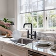 thumbnail image 3 of WOWOW Brass Double Handle Bridge Kitchen Faucet, Deck Mount Kitchen Sink Faucet with Side Sprayer, 3 of 9