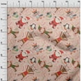 thumbnail image 2 of oneOone Viscose Jersey Light Peach Fabric Cartoon Animal|Candy Stick & Santa Christmas Quilting Supplies Print Sewing Fabric By The Yard 60 Inch Wide, 2 of 5