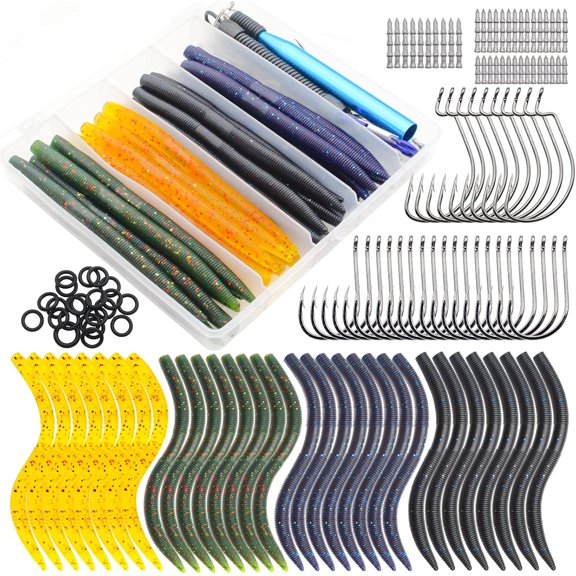 Senko Worms 40/133Pcs Fishing Soft Plastic Bait Bass Fishing Lures | Crawfish Lure Soft Plastic Worms Fishing Lure Wacky Rig Carolina Rigged