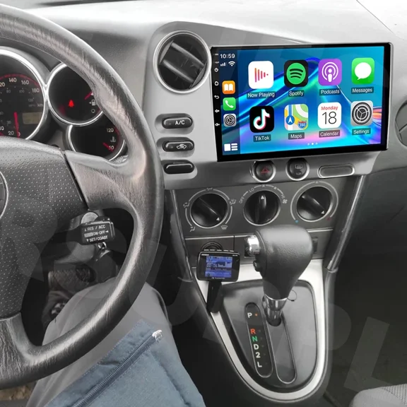 9inch Car Stereo Radio Car-play GPS Navigation Compatible for Toyota Matrix 2003-2004 Android 14 Built-in Carplay Wireless Android Auto with Bluetooth Wifi FM/RDS SWC Mirror Link AHD Camera