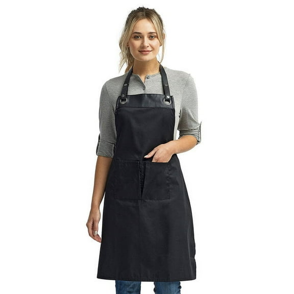 Artisan Collection by Reprime RP123 Espresso Bib Apron with Pocket-Black/ Black