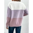thumbnail image 4 of Womens Long Sleeve Sweater Crew Neck Casual Loose Knit Multicolor Top Purple M, 4 of 6