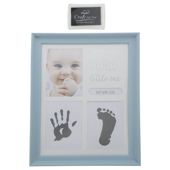 OUNONA Baby Handprint Ink Pad and Photo Frame Set - Newborn Keepsake Gift for Baby Shower and New Parents