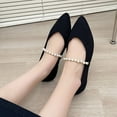 thumbnail image 2 of YLYL Women's Pointed Toe Pearl Flat Mary Jane Shoes Casual Slip-on Comfort Ballet Flats for Banquet Party, 2 of 9
