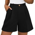 thumbnail image 2 of Women High Waisted Pleated Dress Shorts Casual Business Wide Leg Tailored Short Pants with Pockets, 2 of 9