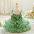 thumbnail image 6 of Vividxx Girl's Dresses Girls Party Dress With Bow Tiered Skirt Flutter Sleeves Formal Occasion Performance Tutu Gown 18-24 Months, 6 of 9
