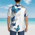 thumbnail image 6 of Xecao Blue Flying Butterflies print Hawaiian shirt - a stylish short-sleeve button-down for men, perfect for casual beach and tropical outings., 6 of 9