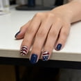 thumbnail image 5 of Uxgjfwu 24Pcs 4th Of July Press On Nails, Patriotic Flag Fake Nails, Short Design Glue On Nails, Easy To Apply for Independence Day Holiday Nail Decorations, 5 of 9