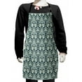 thumbnail image 1 of Vintage Kids Apron, Victorian Baroque Foliage Leaves Pattern with Ornamental Swirls, Boys Girls Apron Bib with Adjustable Ties for Cooking Baking Painting, Sage Green Dark Blue, by Ambesonne, 1 of 2