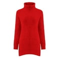thumbnail image 5 of TKLPEHG Women Tunic Tops Thin Fleece Thermal Soft Winter Clothes Ladies Long Sleeve Tops High Neck Solid Color Spring Soft Lightweight Pullover (Z01_Red,S), 5 of 6