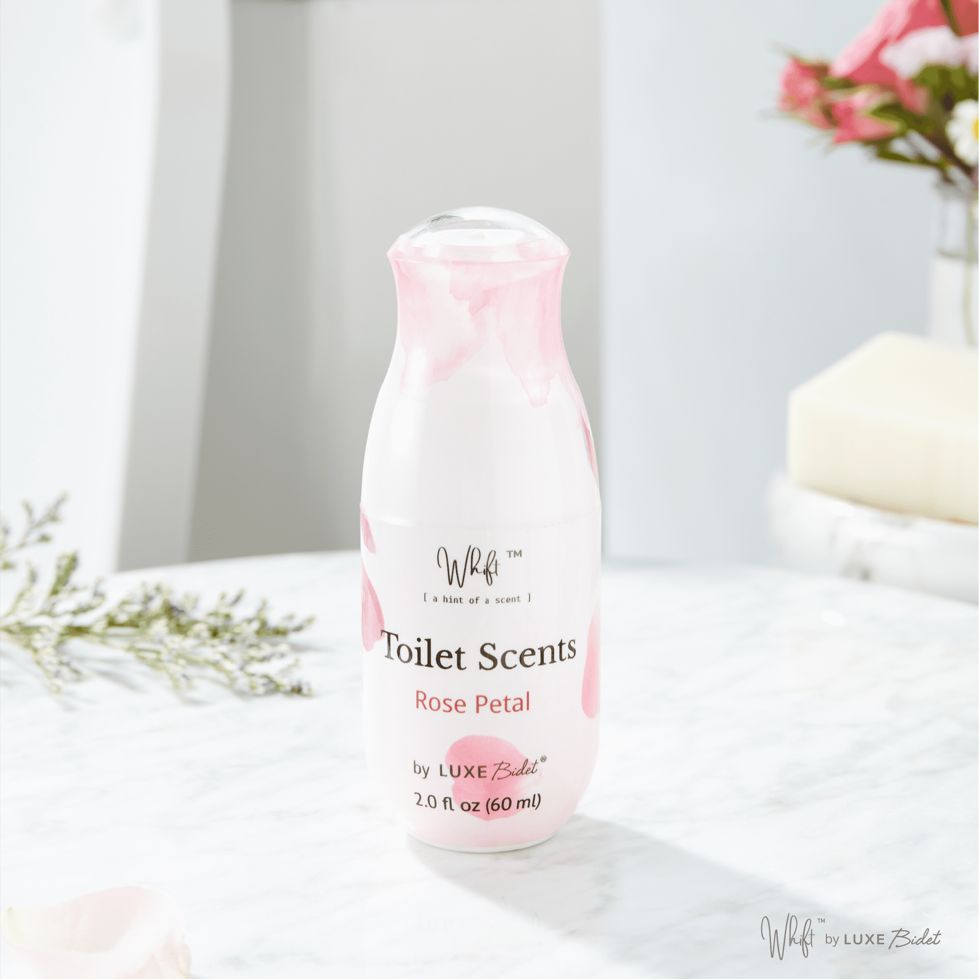 LUXE Bidet Whift Toilet Scents Spray, Rose Petal, Classic Home Size, 2 Ounce / 60 Milliliter