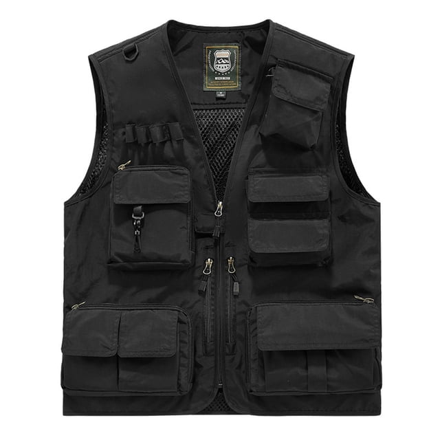 Tank Tops Hombres Casual Loose Fit con Diseño de Bolsillo Múltiple, Cremallera Multifuncional con Cuello en V Al Aire Libre Top de Voluntario de Emergencia