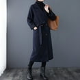 thumbnail image 6 of Women's Work Jackets Blazer Open Front Fashion Commuting Solid Color Woolen Cloth Pocket Strap Woolen Outwear Navy Trendy Coats XL, 6 of 6