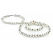 THE PEARL SOURCE 14K Gold 8-9mm AAA Quality White Freshwater Cultured Pearl Necklace for Women in 51 Rope Length