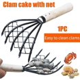 thumbnail image 4 of Clam Rake With Net 5 Prongs Wooden Handle Rake Shell Dig Tool Digging Seafood Accessories Weeding Agricultural Tool, 4 of 5