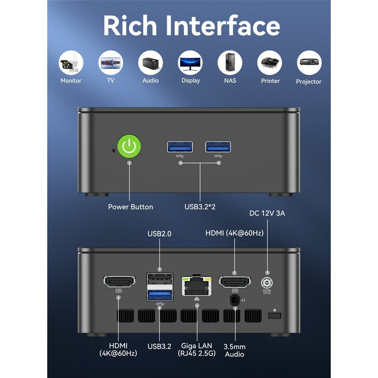 GMKtec Mini PC, Intel Alder Lake N95(Up to 3.4GHz), 16GB DDR4