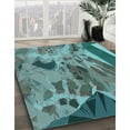 thumbnail image 3 of Ahgly Company Machine Washable Indoor Round Transitional Deep-Sea Green Area Rugs, 4' Round, 3 of 7