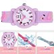 thumbnail image 2 of EeaseMX Reloj infantil con dibujos animados 3D, resistente al agua, con estampado de flamencos (morado claro), 2 of 7