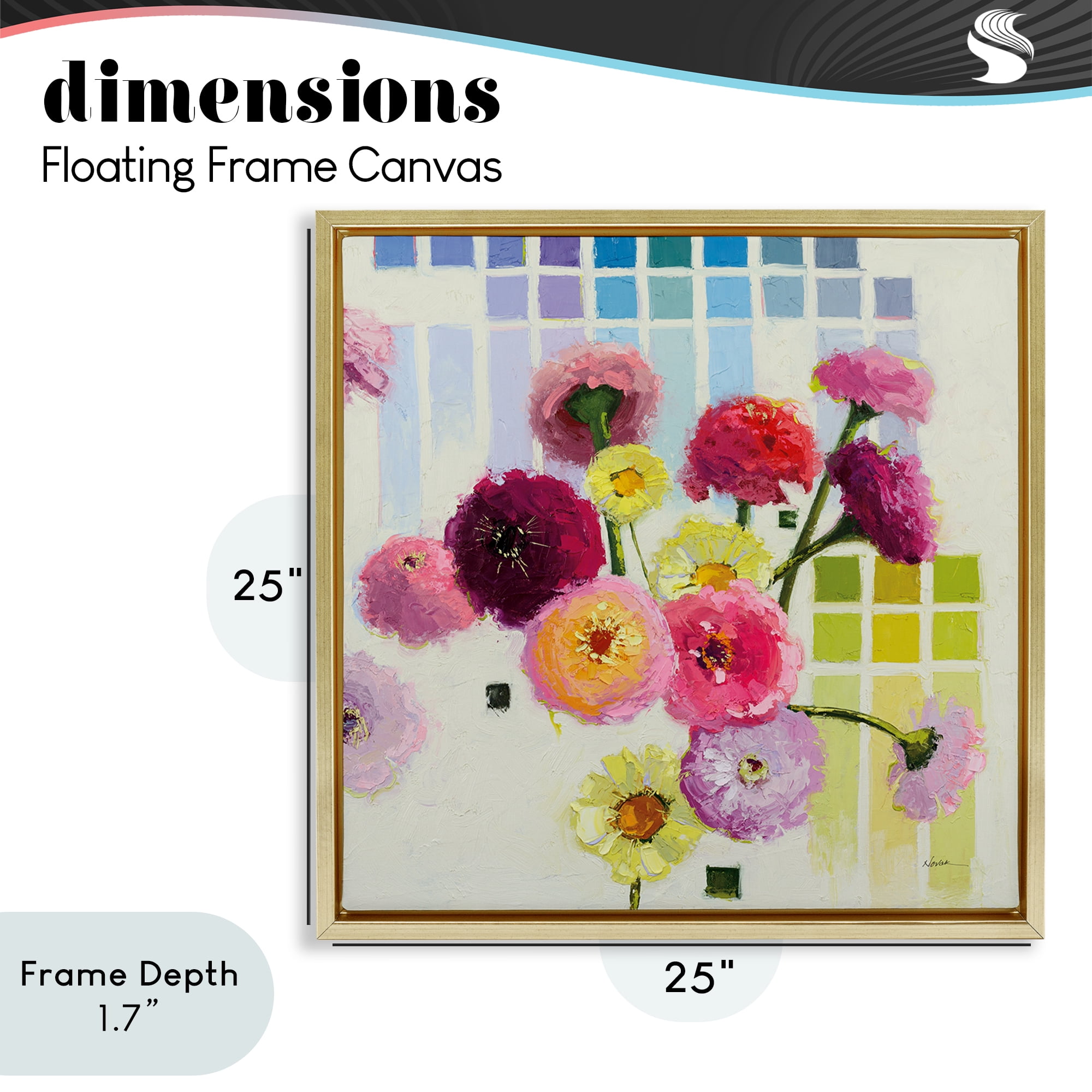 Stupell Industries Color Chart Pastel Bloom Study Gold Framed Floater Canvas Wall Art, design by Shirley Novak