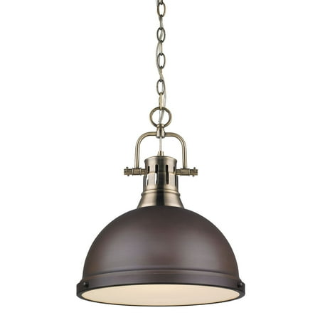 - Golden Lighting 3602-L-RBZ Duncan 1 Light Indoor Pendant - 14 Inches Wide