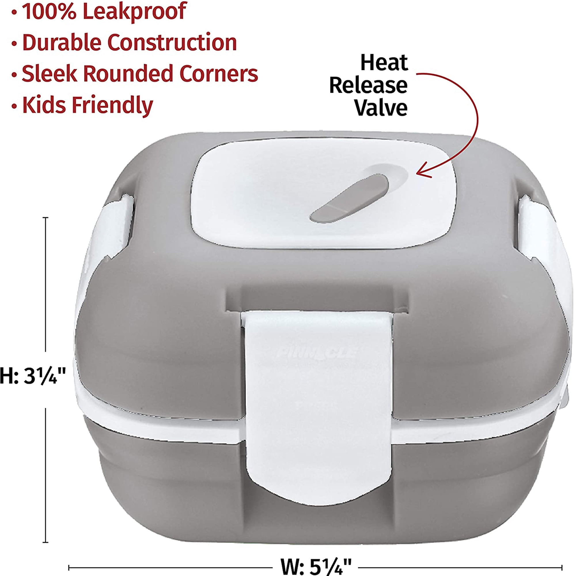 Pinnacle Insulated Leak-Proof Lunch Box Set of 2, 16oz, Heat Release Valve, Gray
