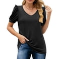 thumbnail image 2 of Birdeem Mode Femmes Été Col en V Manches Courtes Aguichant Haut Blouse, 2 of 9