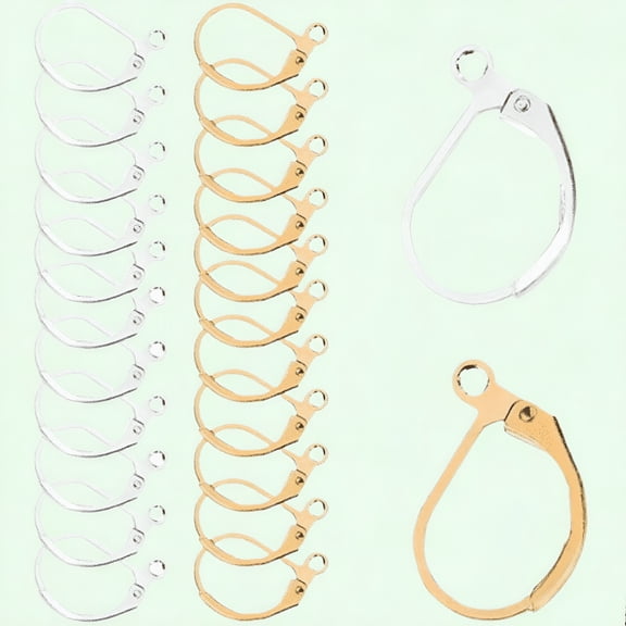 DESIGNICE 120Pcs Lever Back Ear Wires,Hypoallergenic Earring Hooks for Jewelry Making,60 Gold and 60 Silver