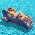 thumbnail image 2 of Sunikko X 2-in-1 Pool Floats, Inflatable Pool Floats Adult Lounge Chair with Cup Holder Tanning Pool Float, Heavy Duty Water Float Raft for Pool Floating with Pillow, Hawaii Style, 2 of 4