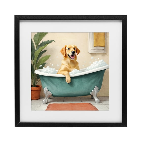 Stupell Industries Bubble Bath Labrador Dog Black Framed Print Under Glass, design by Kim Allen
