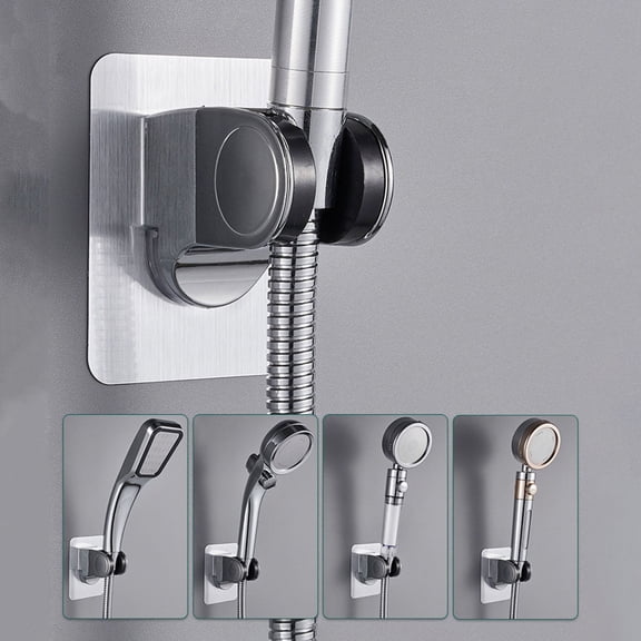 No-Drill Shower Head Holder, Self-Adhesive ABS Shower Bracket, Universal Adjustable Wall Mount Handheld Showerhead Base for Bathroom