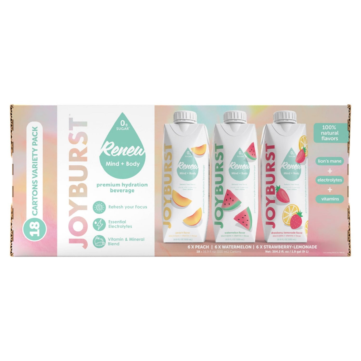 Joyburst Hydration Drink, Variety Pack, 16.9 Fluid Ounce (Pack of 18)