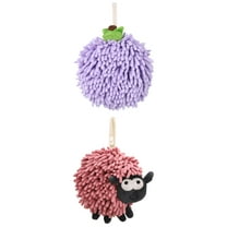 Unique Bargains Cute Chenille Ball Hand Towel 2 Pcs Purple 6" x 6"/7" x 7"