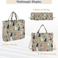 thumbnail image 6 of FORMRS Womens Corduroy Tote Bag Crossbody Shoulder Purse Handbag with Detachable Strap, Green Floral Cats Pattern, 6 of 7