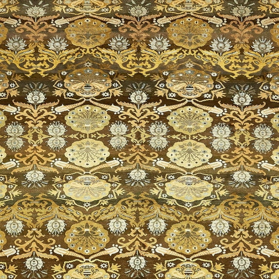 Ahgly Company Indoor Square Abstract Chrome Gold Yellow Abstract Area Rugs, 8' Square
