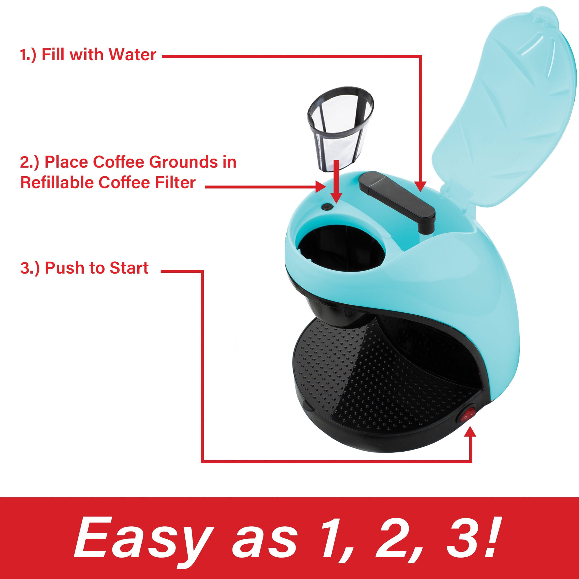 Brentwood Single-Serve Coffee Maker with Mug (Blue)