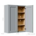 thumbnail image 4 of 33 Inch Laundry Room Cabinets Wall Mounted, Solid Wood Over The Toilet Storage Cabinet, Bathroom Organizer Cabinets with 2 Shaker Door & Shelves, Easy to Assemble for Kitchen, Garage - Dark grey, 4 of 6