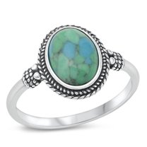 CHOOSE YOUR COLOR Bali Cocktail Simulated Turquoise Promise Ring .925 Sterling Silver Band Blue CZ Female Size 6