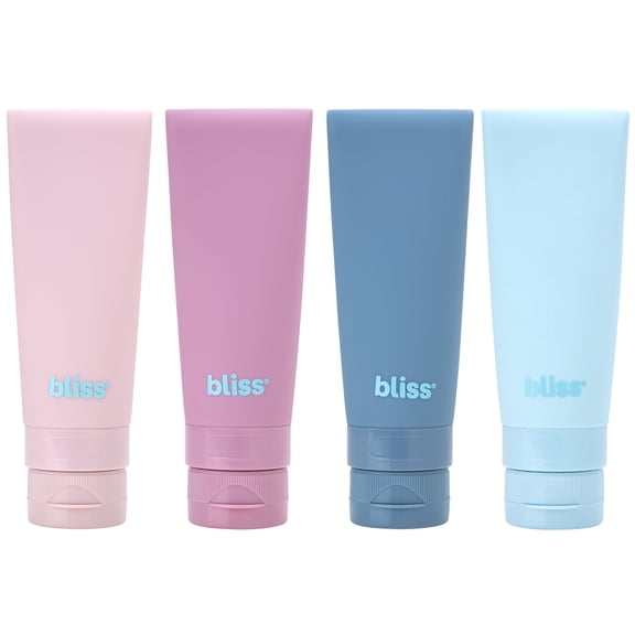 Bliss Silicone Travel Bottles TSA-Approved Refillable Travel Size Bottles for Toiletries 4 Pack