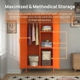 thumbnail image 4 of 67" Industrial Lockable Metal 2-Door Wardrobe Storage Cabinet with Hanging Rod & Adjustable Shelves, Heavy Duty Multipurpose for Bedroom, Garage, Home Office, Orange 67"H X 31.5"W X 18.1"D, 4 of 10